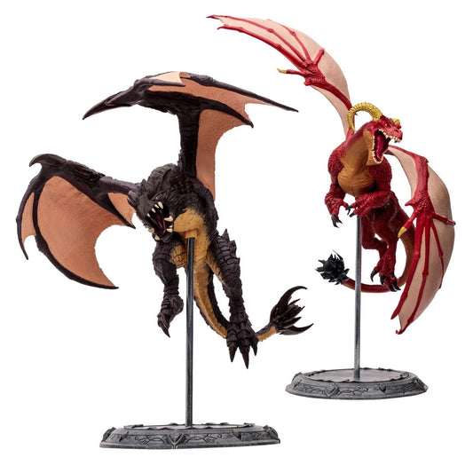 World of Warcraft Red Highland Drake and Black Proto-Drake 1:12 Scale Posed Figure 2-Pack